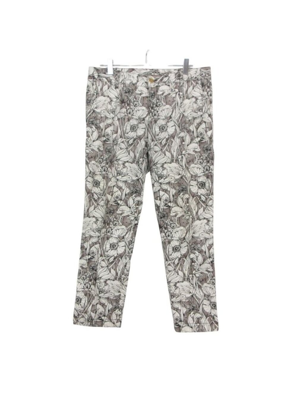 Gucci Pants Trousers Stretch Floral Pattern Center Crease Flower Gray